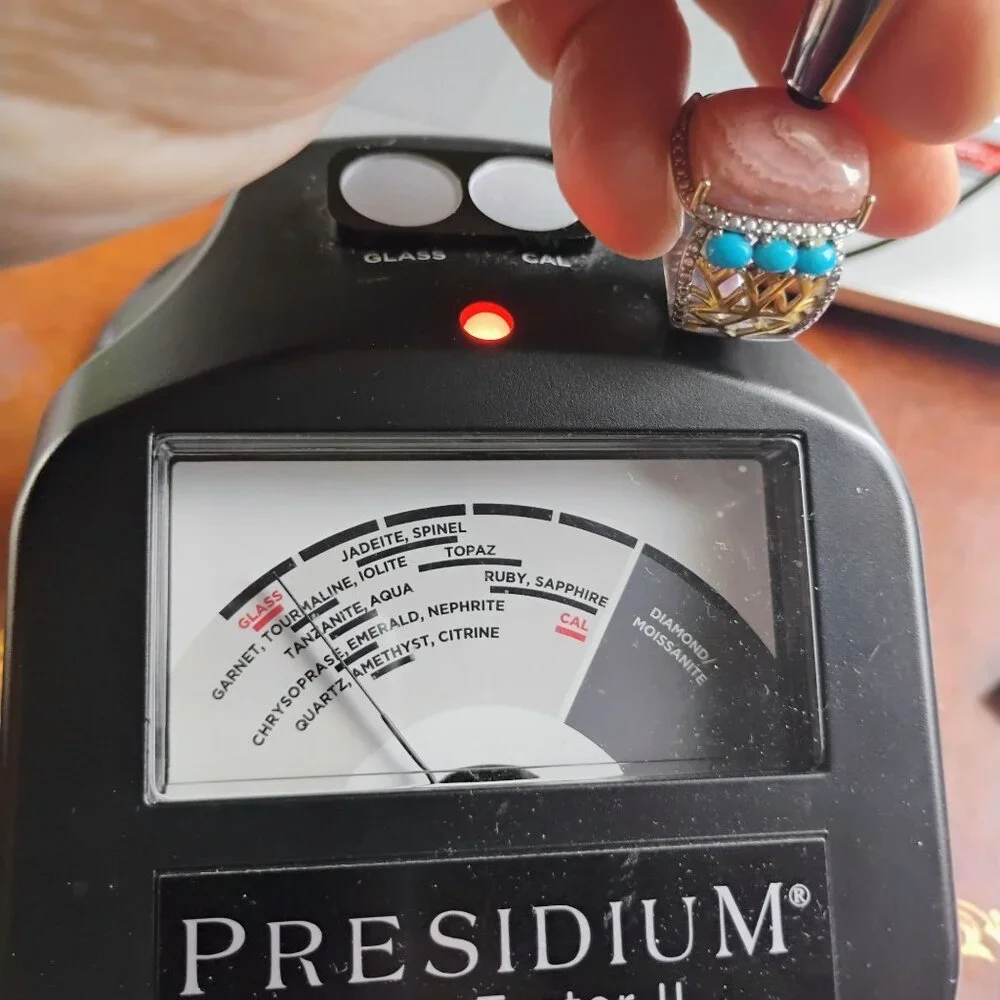 KRH India 925 Sterling Silver Pink Rhodochrosite & Turquoise Ring Size 6 - Picture 7 of 8